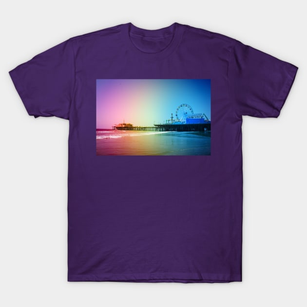 Santa Monica Pier Rainbow Colors T-Shirt by Christine aka stine1
